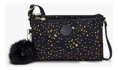 Bolsa Kipling Crossbody Mikaela Original Golden Night Puntos Dorado Negro