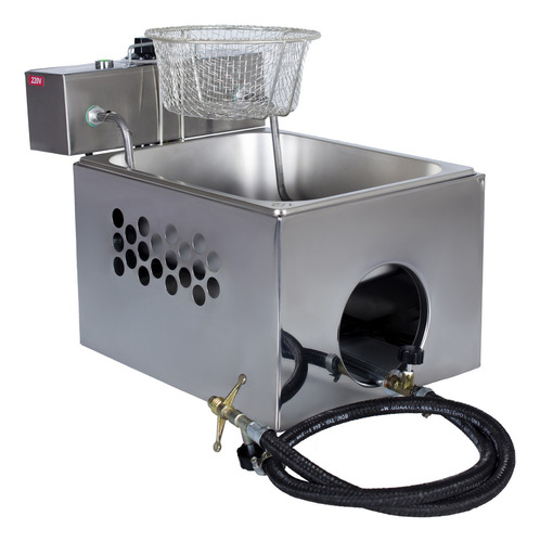 Fogão Inox Frituras De Churros Salgados Com Resistencia - R2 Cor Cinza 220v