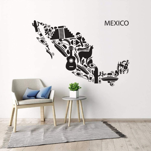 Vinilo Decorativo Mapa Mexico Tradicional Vinilandia