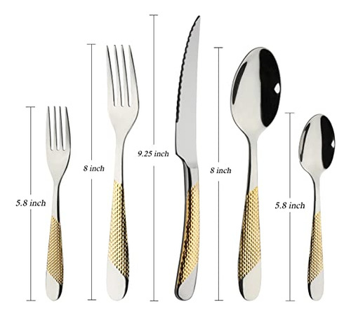 Set Cubiertos Oro Plata 40 Pzs. Acero Inox. Para 8, Hogar,