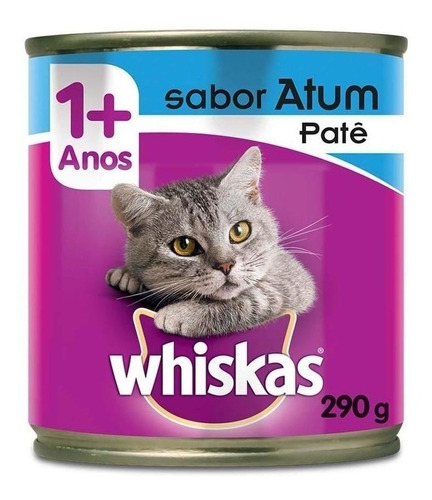 Alimento Whiskas 1+ Whiskas Gatos s para gato adulto todos os tamanhos sabor patê de atum em lata de 290g