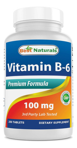 Vitamina B6 100 Mg Con 250 Tabletas Piridoxina Hcl Sabor S/n