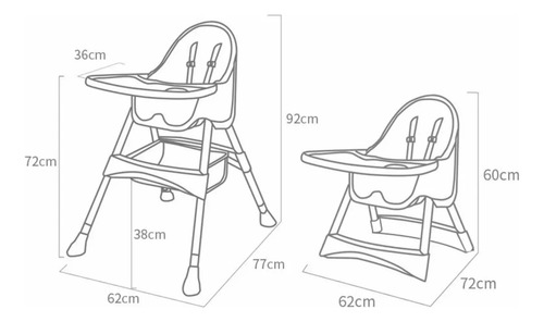 Silla De Comer 2 En 1 Para Bebe Color Rosa Altura Ajustable