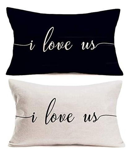 Funda De Almohada Cita  I Love Us  Estilo Blanco Y Negr...