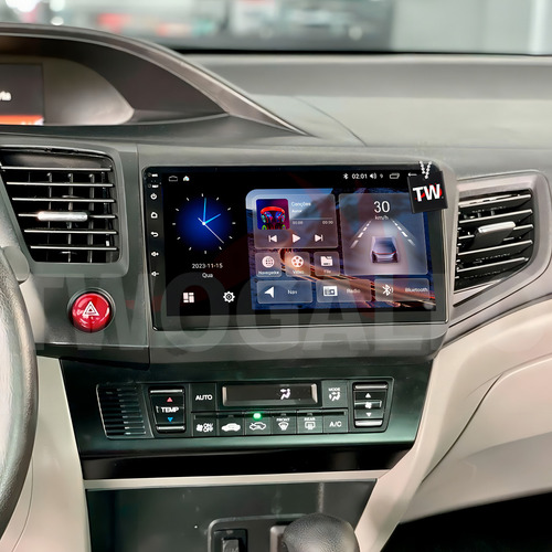Multimídia Android Gps Carplay Honda Civic 2012 À 2016 9pol Cor Preto