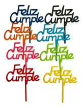 Comprar Topper Feliz Cumple X100 Unidades Top Cake Torta Grande