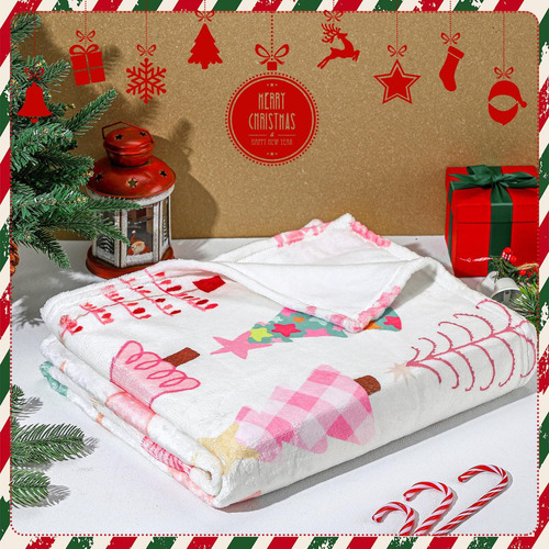 Fuweave Mantas Navideñas Rosas De 50 X 60 Pulgadas, Manta Na