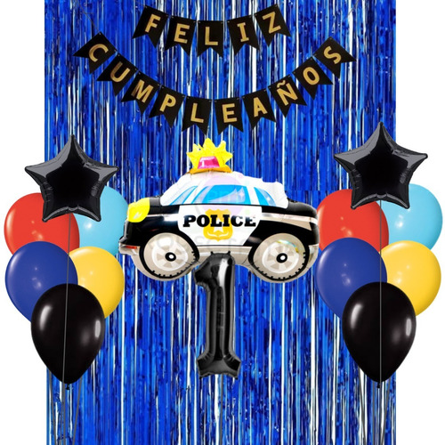 Combo Cumpleaños Globos Temática Policía