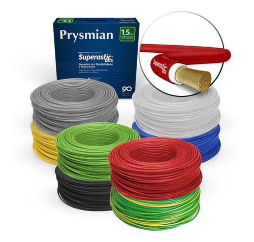 Cabo Flexível Prysmian Superastic 1,50mm 70g 750v Cores 100m