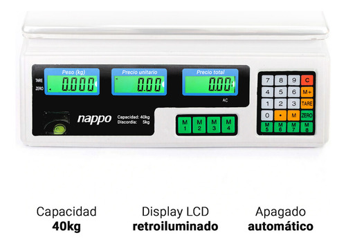 Báscula Comercial Digital 40kg 220v Recargable