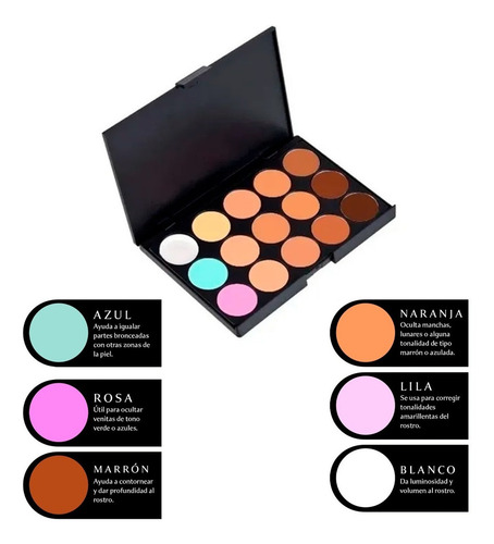 2 Paleta De 15 Correctores Granos Maquillaje Contorno Tono Correctores Maquillaje