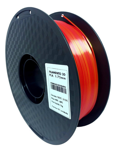 Filamento 3d Pla Vermelho Dourado 1.75mm 1kg Impressora 3d