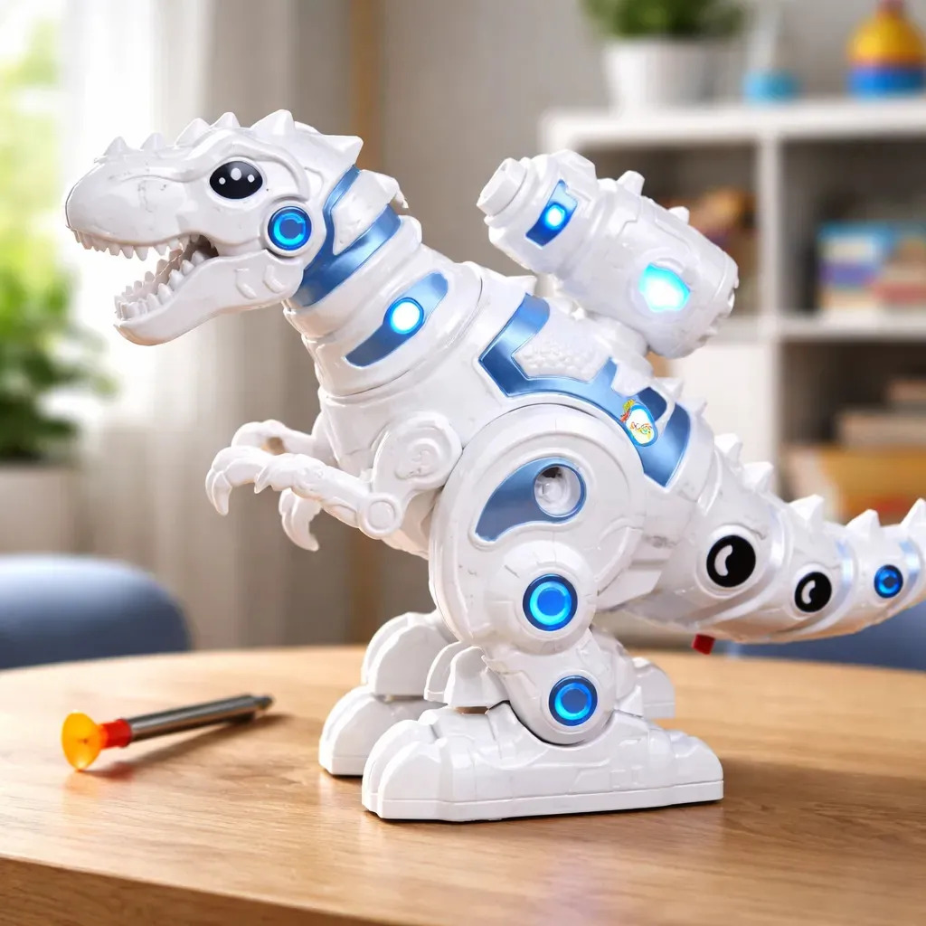 Dinossauro Dino Lançador De Dardos Emite Som E Luzes Cor Branco Personagem Dragão 2
