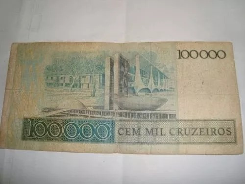 Billete De Brasil De 100.000 Cruzeiros Serie A