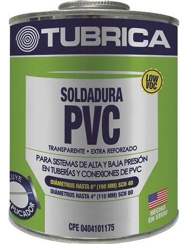 Pega Soldadura Líquida Pvc Agua Fría 1/16 Ga Tubrica Presión