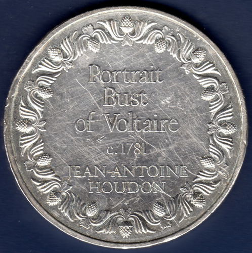 Medalla De Plata 925 Retrato Busto De Voltaire Por Houdon (Usado)