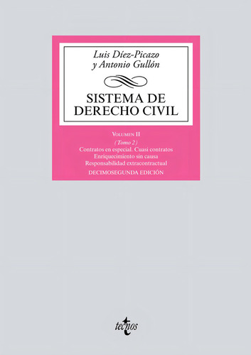 SISTEMA DE DERECHO CIVIL VOL,II TOMO 2 TECNOS 12ªED - LUIS/G, de LUIS/GULLON ANTONIO DIEZ PICAZO. Editorial Tecnos en español