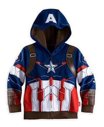 Capitan America Vengadores Sudadera Con Cremallera Para Niño