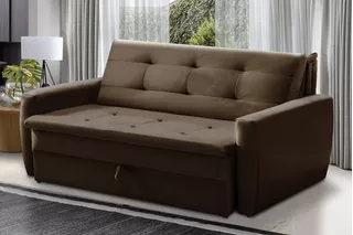 Sofá Cama Jade 1,36m Suede Marrom Adonai Estofados