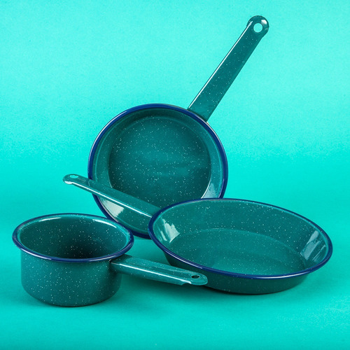 Imagen 5 de 5 de Batería De Cocina Clásica De Peltre Cinsa 9 Piezas Aqua