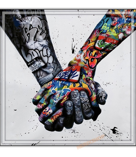 Imagem 1 de 1 de Poster Plastificado Grafite 60x60cm Arte Aperto De Mãos