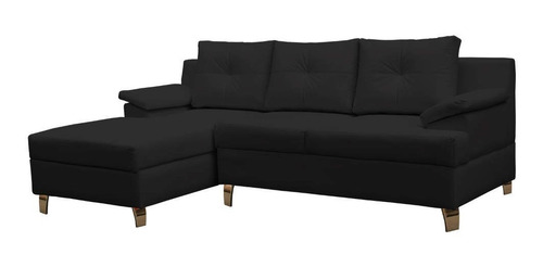 Sofa Modular En L Helvet Izquierdo Ecocuero Negro