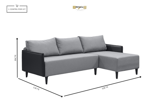 Pufe Sofa De Canto 3 Lugares Moderno Braço De Courino Marrom