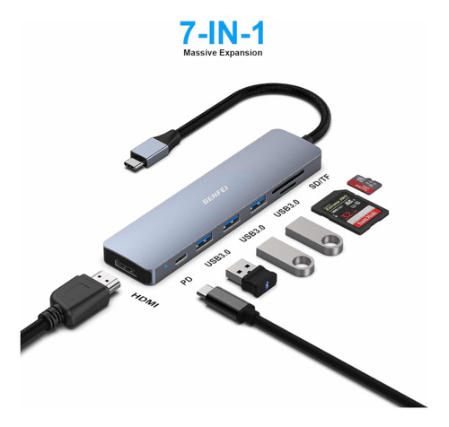 Adaptador Multipuerto Usb C 7 En 1 Con Hdmi