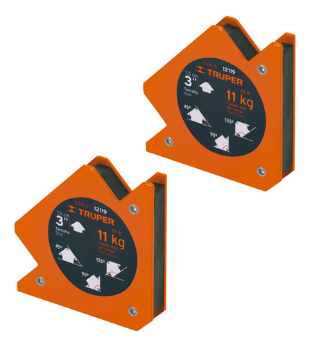 Kit 2 Escuadras Angulo Magnética 3 Para Soldar 11 Kg Truper