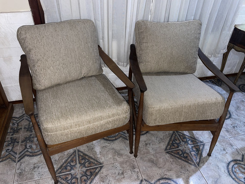 Par De Sillones Antiguos Escandinavos Marrón Liso (Usado)
