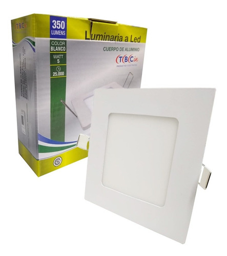 Panel Led Cuadrado 5w Para Embutir Aluminio Color Blanco Tbc