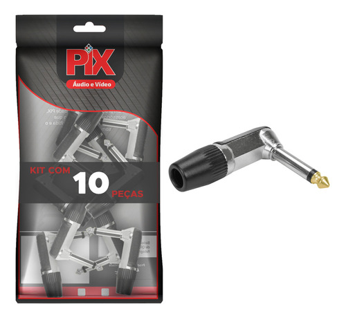 10x Plug P10 Mono Premium Profissional Série 90º Graus - Pix
