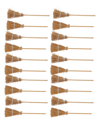Set De 20 Mini Escobas Decorativas Estilo Bruja Con Cuerda