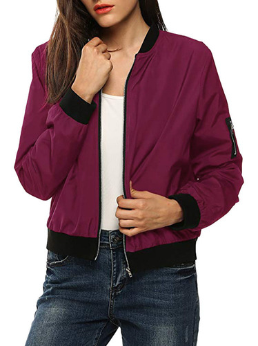 Chaqueta Bomber Jacket Acolchada Clásica Para Mujer