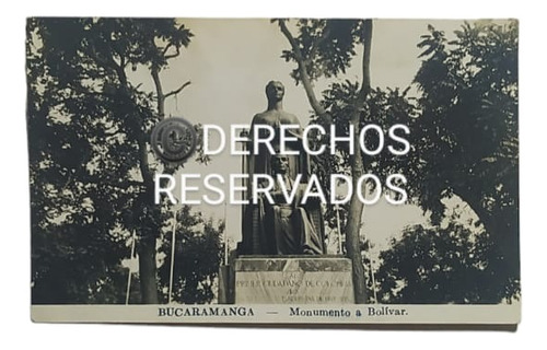 Foto Antigua Original Bucaramanga Monumento A Bolívar 