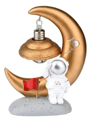 Lámpara De Anstronauta Luna Con Luz Led Resina 
