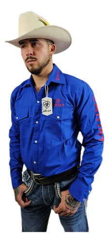 Camisa Ariat Bordado En Un Solo Color