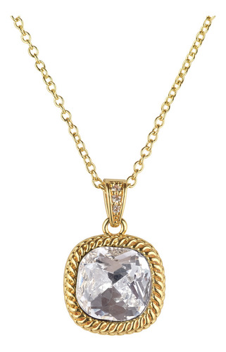 Collar Mujer Oro 14k Plata Zirconia, Mamá Luckyly Color Dorado