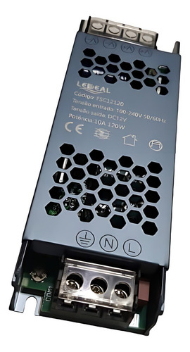 Fonte Chaveada Slim 12v 10a 120w Bivolt Som Fita Led Cftv