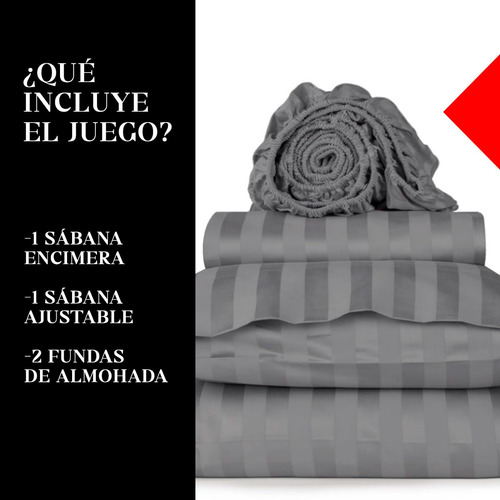 Juego De Sábanas King Size Dobby Suave Diseño Rayado 4 Pieza Azul Oscuro Rayas