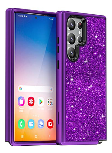 Funda Para Galaxy S23 Ultra 5g Lilac Morado Bling Glitter Us