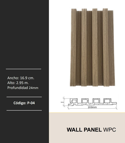 Pi Wall Panel Wpc Arena Marrón Claro Interior Pvc 2.95x17cm