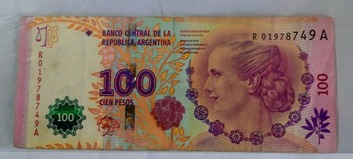 Billete 100 Pesos Argentina  Eva Peron Reposic. Bot 4311 Vf