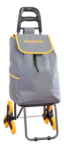 Carrinho 6 Rodas Sacola Feira Sobe Escada 40kg Cinza/amarelo