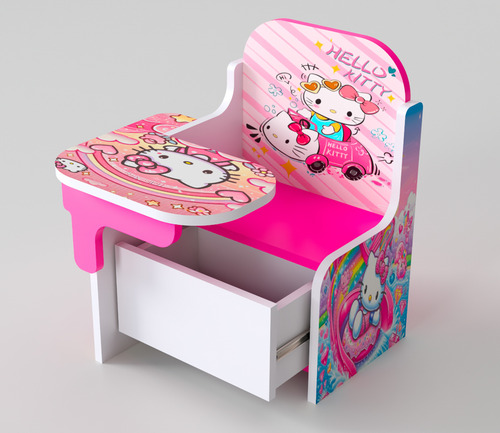 Pupitre Sillita Mesa Infantil Personajes Mesita De Dibujo Rosa Hello Kitty