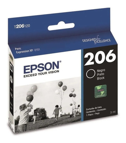 Pack 2 Tintas Epson 206 Original Negra Xp-2101 Factura