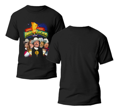 Playera Negra Estampado Poder Ranchero 100% Algodón