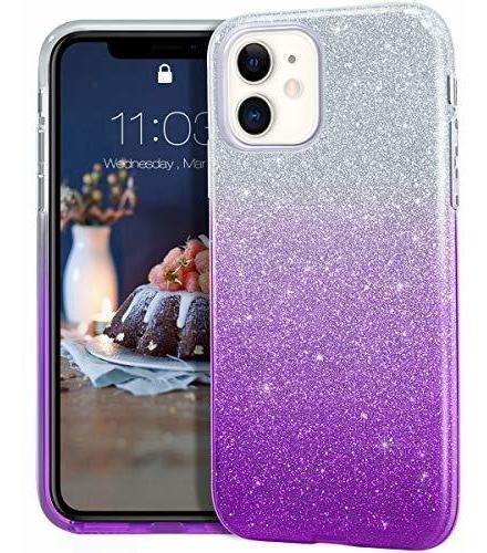 Funda Para iPhone 11 6.1   Glitter Degradee Violeta