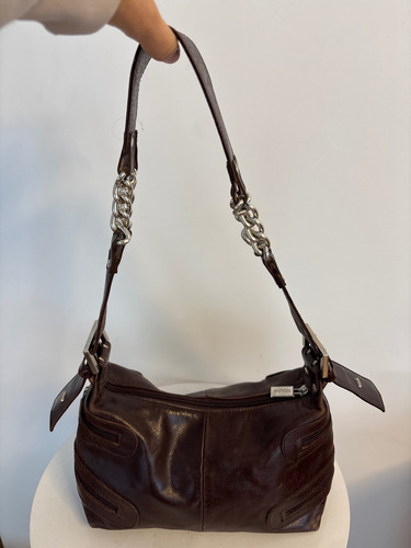 Cartera Blaqué Color Chocolate Chocolate Lisa Plateado Chocolate (Usado)