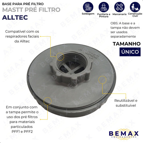 Base Para Pré Filtro Pff2 Para Respirador E Máscara Alltec Cor Cinza